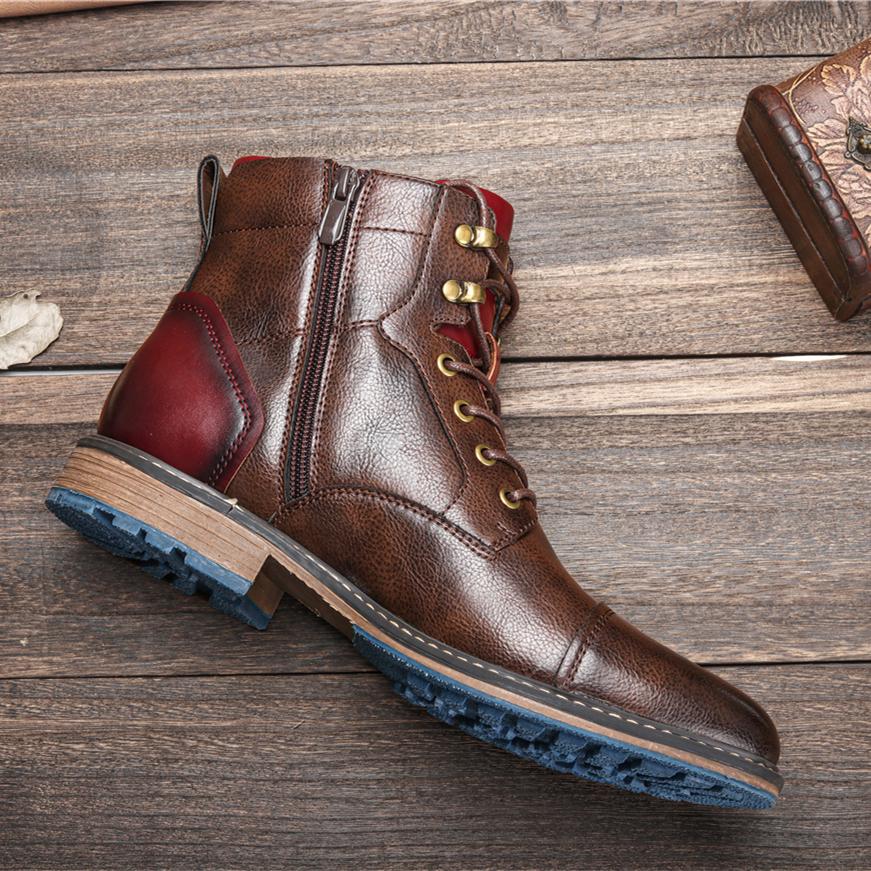 Größe 39 ~ 48 Retro-Herrenstiefel, modische, bequeme Herren-Lederstiefel