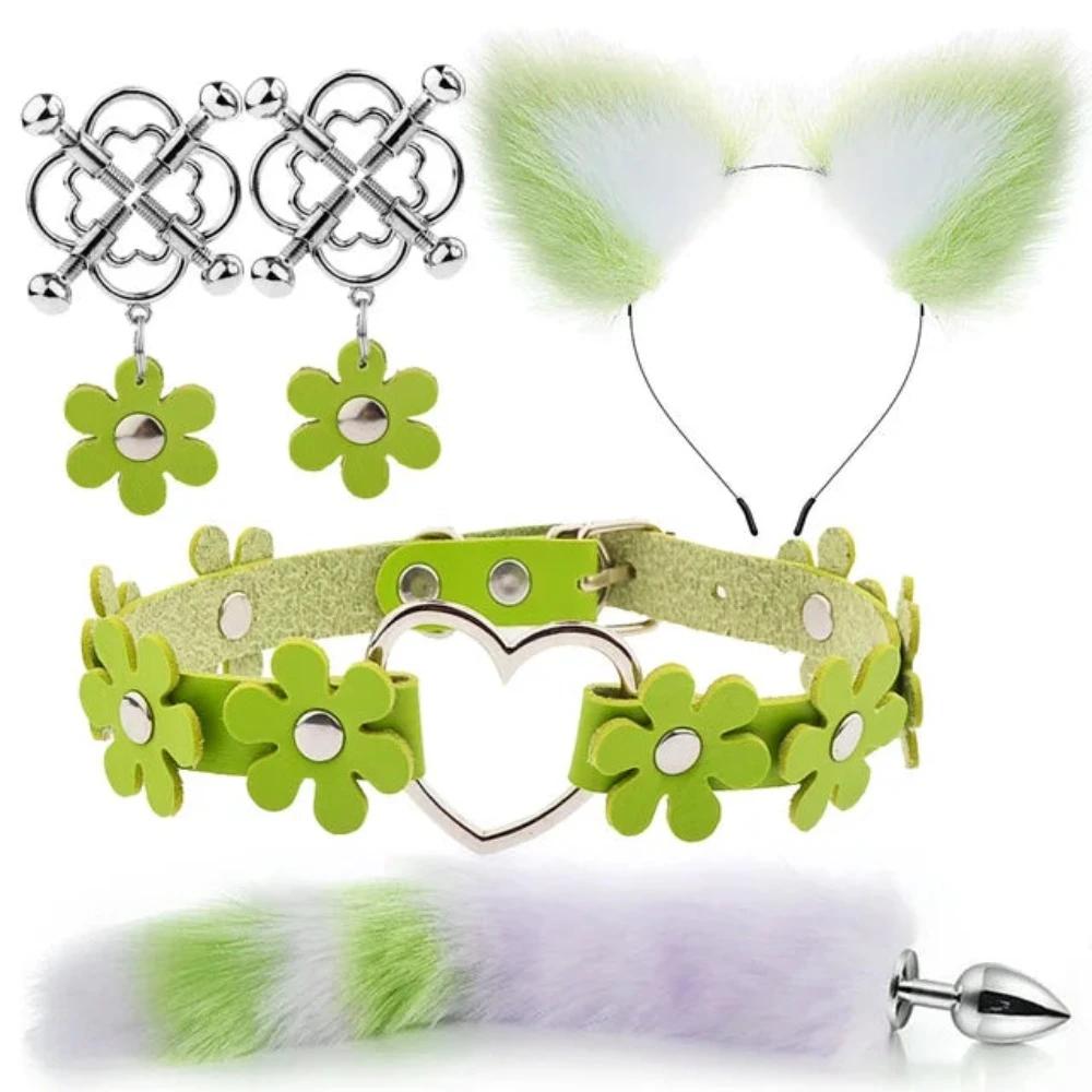 Cute Fox Tail Anal Plug Cat Ears Headbands Set Adult Toys For Women Butt Plug Tails