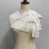 Women's Elegant Flower Lace Shawl Wrap Faux Collar Neck Scarf Tie Knot Front Mini Shoulder Capes Decorative Waist Belt
