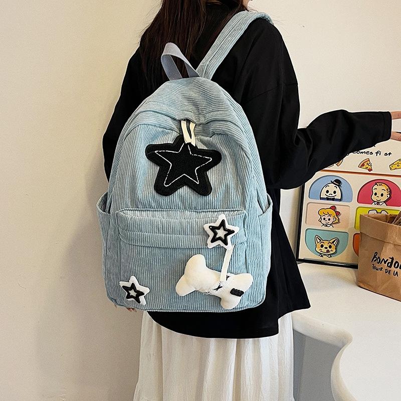 Schulrucksack große Kapazität Schulrucksack weiblich Oberstufe College-Student Koreanische Version Retro-Rucksack lässig vielseitig Mittelstufenschüler Star