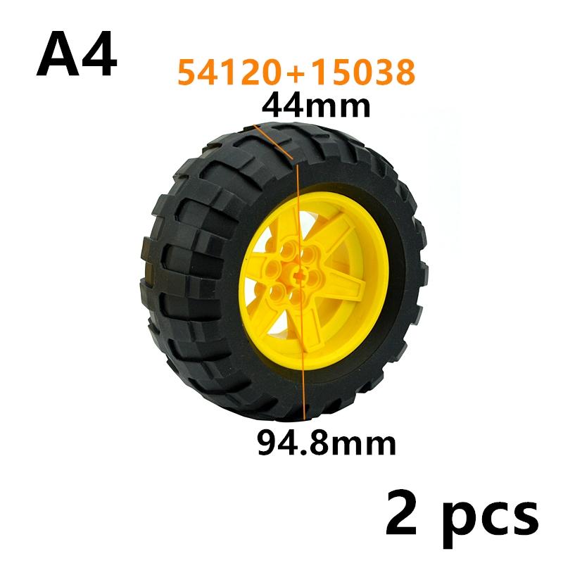 MOC Brick Wheel Hub Technical Tire Car Truck Vehicle Tire Construction Building Blocks 56145 32019 86652 56908 41897 54120 Leduo