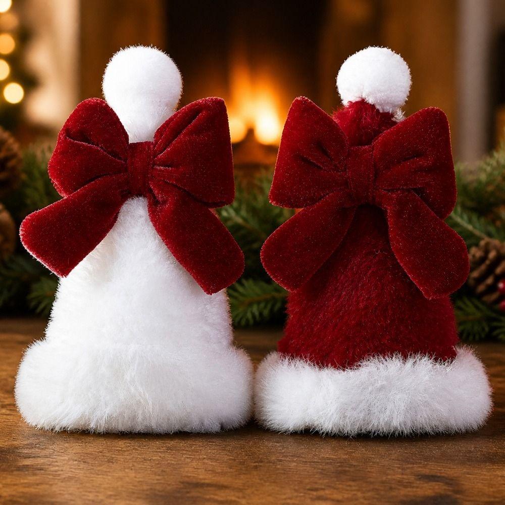 Handmade Mini Velvet Tree Tower Pendant DIY Christmas Bows Hanging Ornament  Wedding Decoration