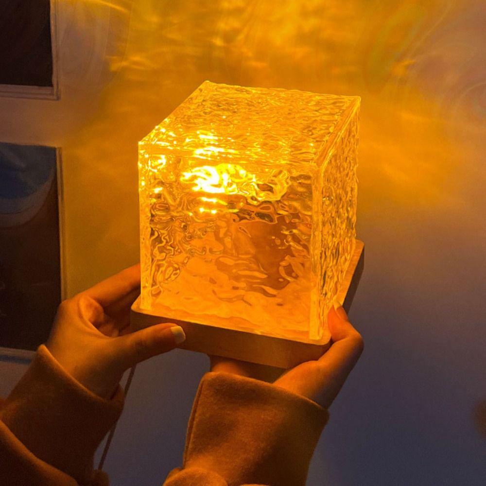 Aurora Night Light 16 Colors Flame Crystal Lamp New Ocean Wave Projector Light