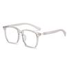 14526 Square Rice Nail Tr90 Glasses Frame Wood Grain Temple, Fashionable Internet Celebrity Anti-Blue Light Flat Mirror For Men And Women