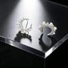 Elegant Crescent Moon and Pearl Diamond Stud Earrings for Women