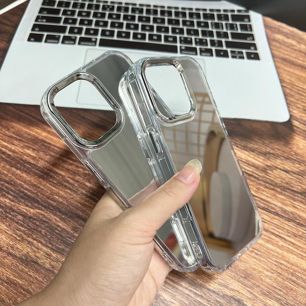 Wytrzymałe Lustrzane Etui na Telefon dla iPhone 15/16/17 - Akrylowe, Odporne na Upadki