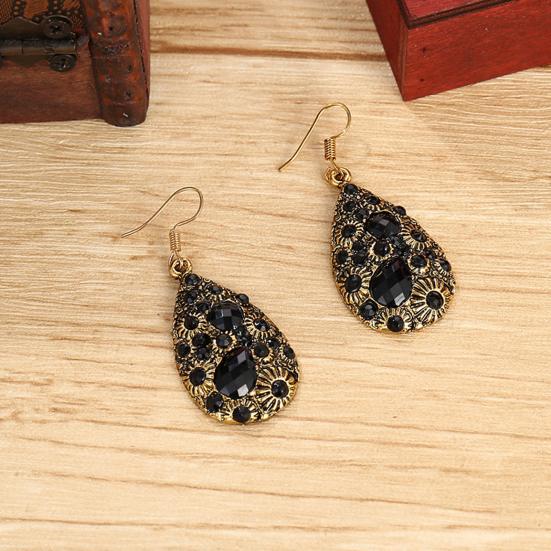 1 Pair Dangle Earrings Ethnic Style Shiny Rhinestone Inlaid Decorative All-match Jewelry Gift Faux