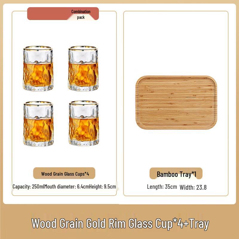 MY Glacier Tree Pattern Gold Rim Glassware Set