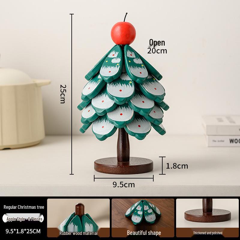 Conjunto de Base Isolada para Panela e Porta-Copos Dobrável de Madeira Maciça em Formato de Árvore de Natal