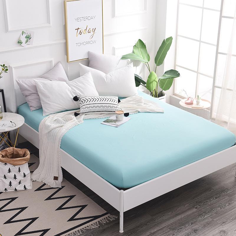 Fitted Sheets, Cotton Fitted Sheets, Bedspreads, Solid Color 13372 Pure Cotton Single Fitted Sheets, 120*200+25, Fitted Sheet Height
