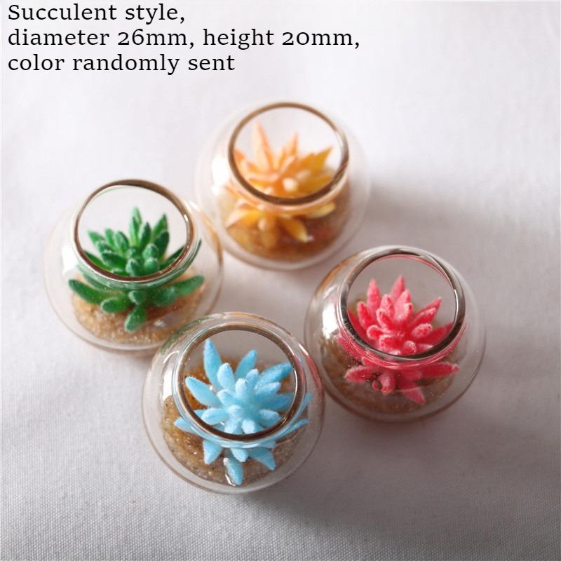 1pcs Miniature 1:12 Dollhouse Potted Glass Vase Lifelike Succulent Mode Decoration Desktop Ornaments Dolls House Accessories