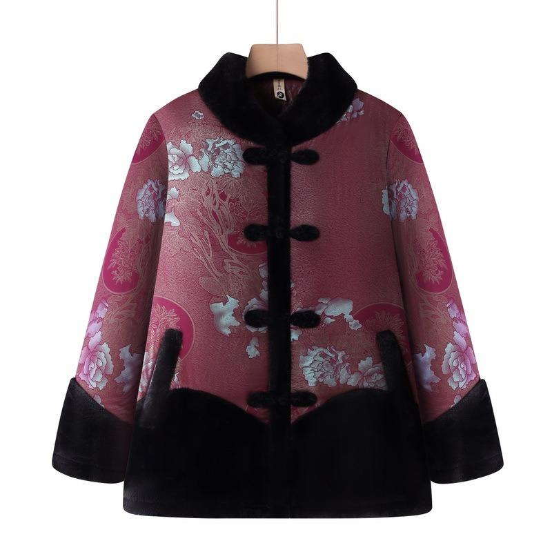 

Autumn and winter coat fleece thickened thermal top women s old lady clothes stand winter 5XL [recommended 150-80kg] фіолетовий