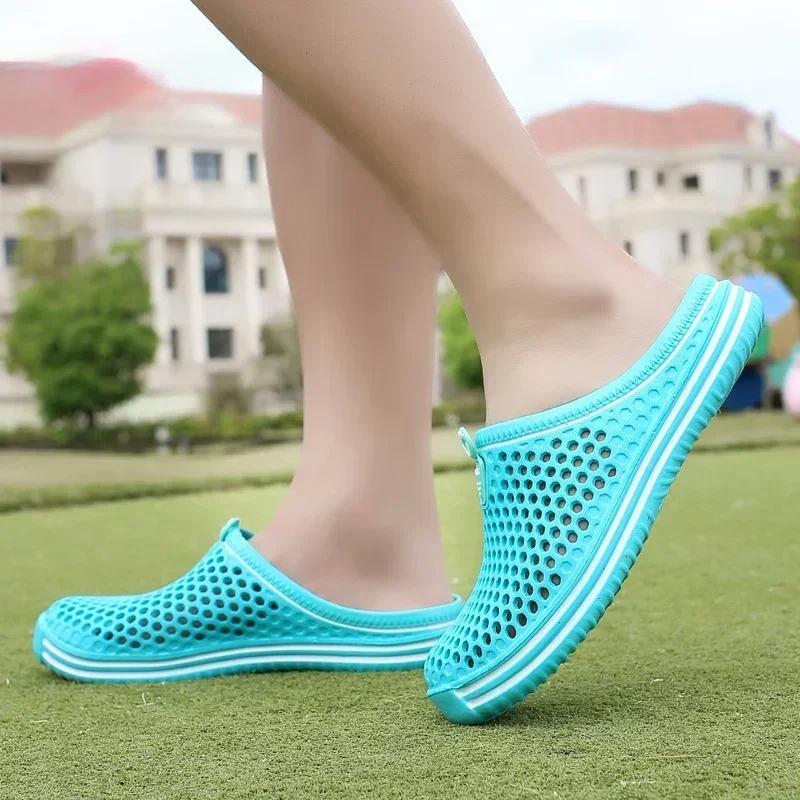 Mens Slippers Beach Shoes Unisex Hollow Outdoor Casual Men Beach Sandal Flip Flops Shoes Non-slip Size 36-45 Mens Slippers