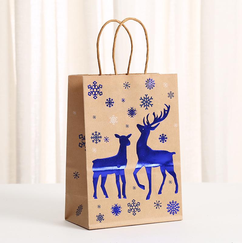 StoBag, Merry Christmas Blue Gift Tote Bags, for packing snack presents, Xmas party supplies, Reusable Paper Party supplies