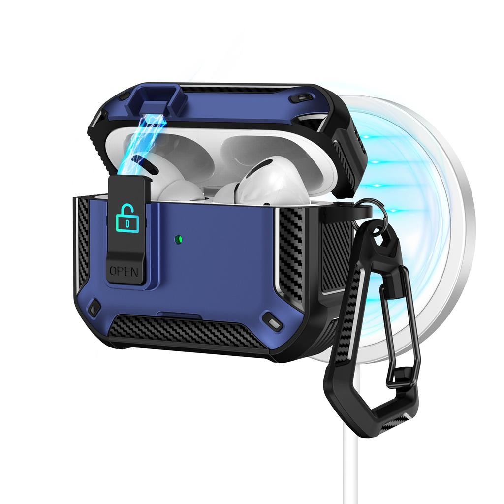 For AirPods Pro 2 Case Compatible with MagSafe TPU PC Earbuds Cover with Carabiner/Stand