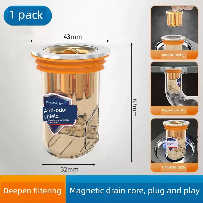 Floor Drain Deodorizer Bathroom Sewer Pipe Filter Net Universal Anti-Odor Cover Sealing Core Gadget