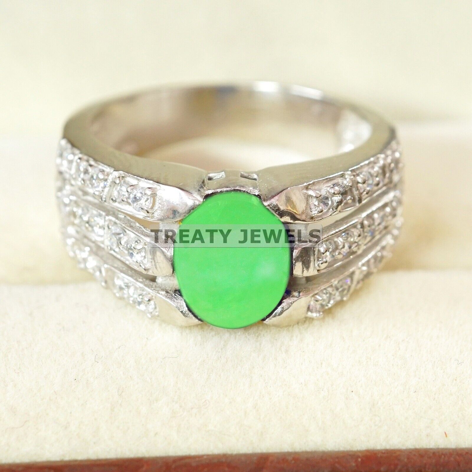 

Jade Oval Cut Gemstone With 925 Sterling Silver Ring For Men s #B151 JL375671598234 4-16 US