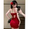 Butterfly hollow waist suspender dress female summer hottie sexy figure hip skirt imperial sister wind tube top skirt