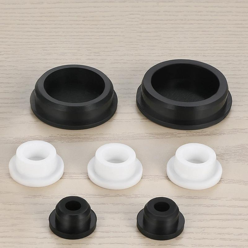 Black/White Round Silicone Rubber Seal Hole Plugs Bore 6.8mm-161.5mm T Type Stopper Blanking End Caps Seal