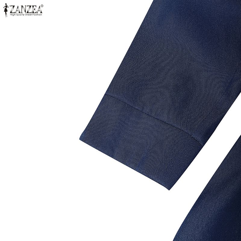 ZANZEA Women Casual V-Neck Loose Long Sleeve Patchwork Cardigan Blouse