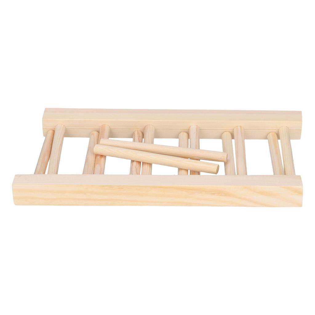 Bamboo Dish Plate Lightweight Portable Environmental Friendly Durable Pine Wood Dish Rack5 Grids 23cm