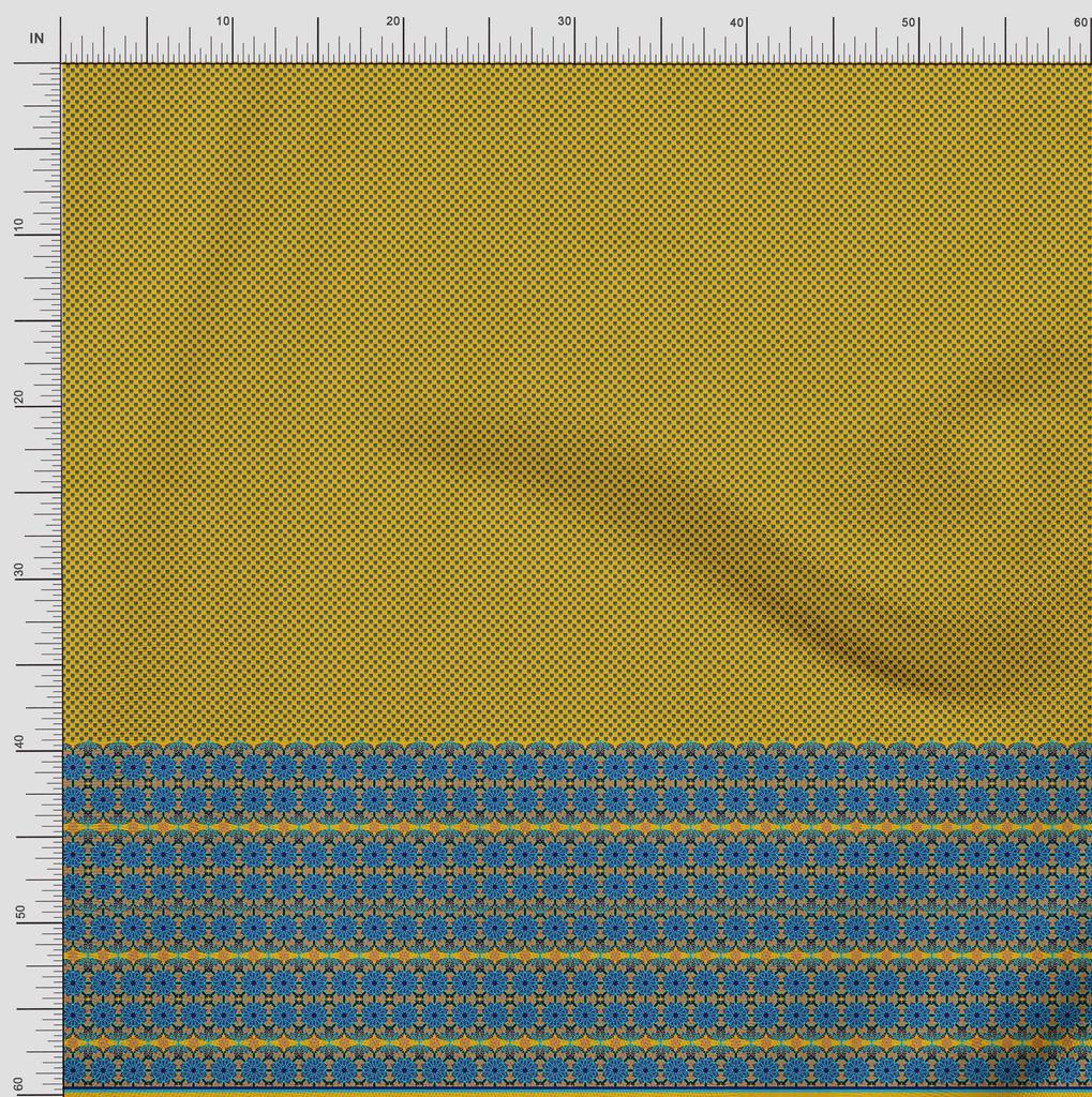 Soimoi Japan Crepe Satin Fabric Mandala & Shield Symbol Panel Printed Craft Fabric by the Metre 42 Inch