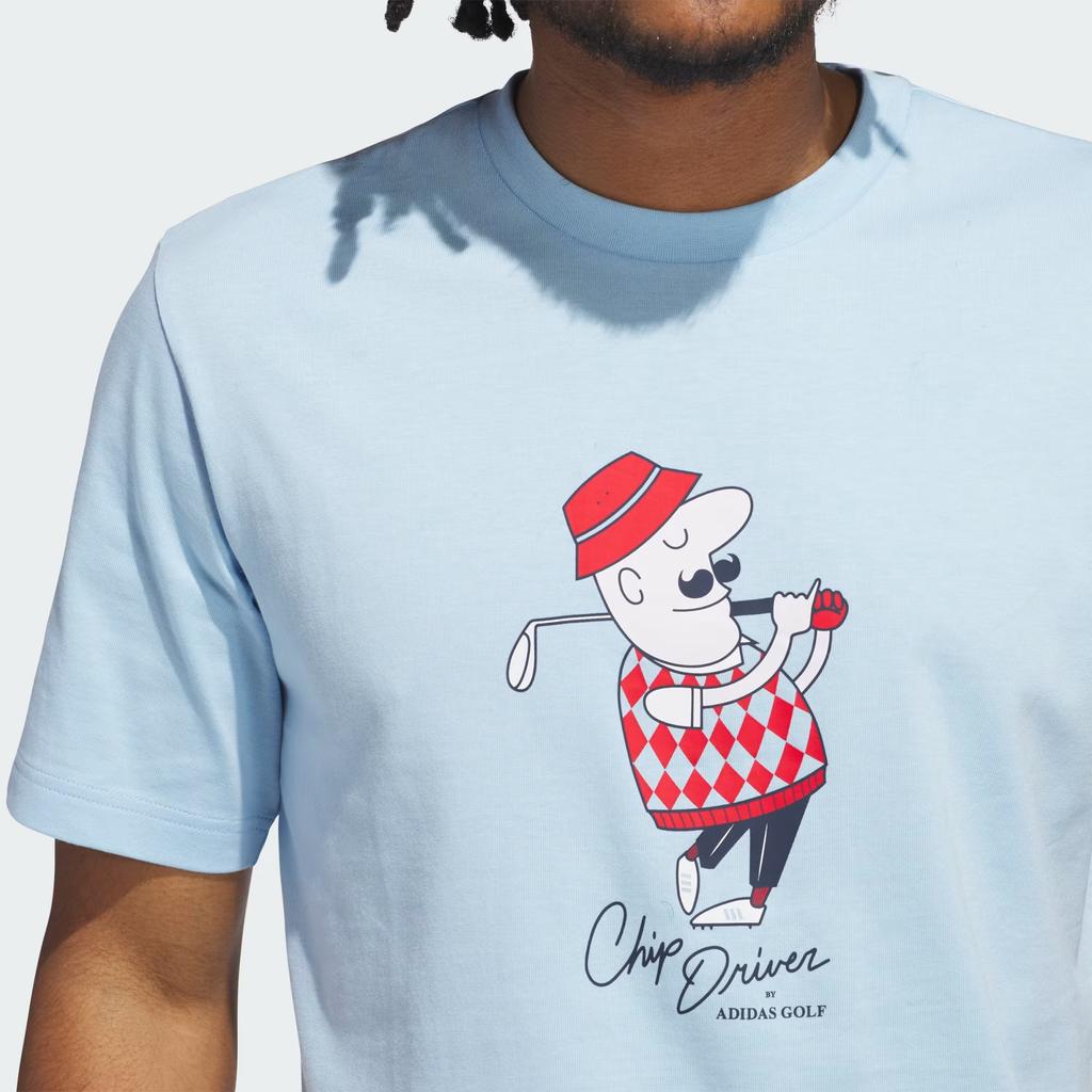 Adidas Golf Classic Chip Graphic Round Neck Cotton Fashion Versatile Breathable Short Sleeve T-Shirt Men Tops Sky-Blue JJ4201