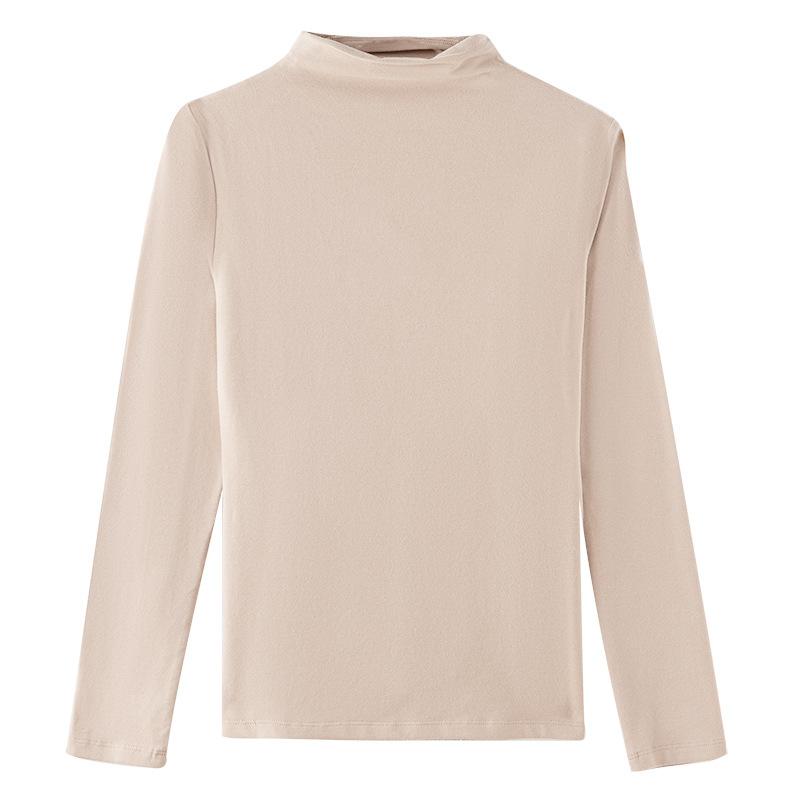 Autumn and Winter Women's New Style Warm and Western Solid Color Slim Long-sleeved T-shirt Bottoming Shirt Women