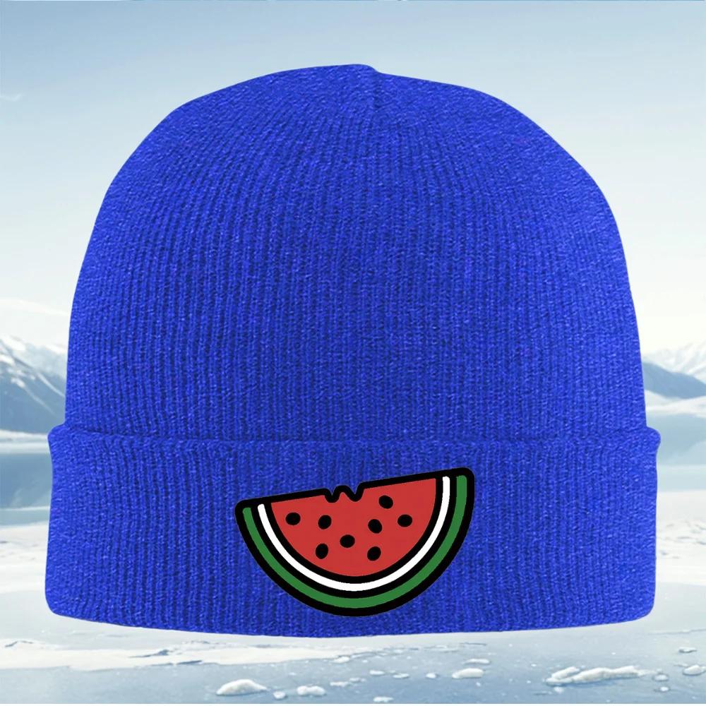 Watermelon Slice Black Seeds Red Yummy Unisex Women Unisex Knitted Hat Beanie Pullover Cap Winter Thermal Warm Christmas Outdoor Cy
