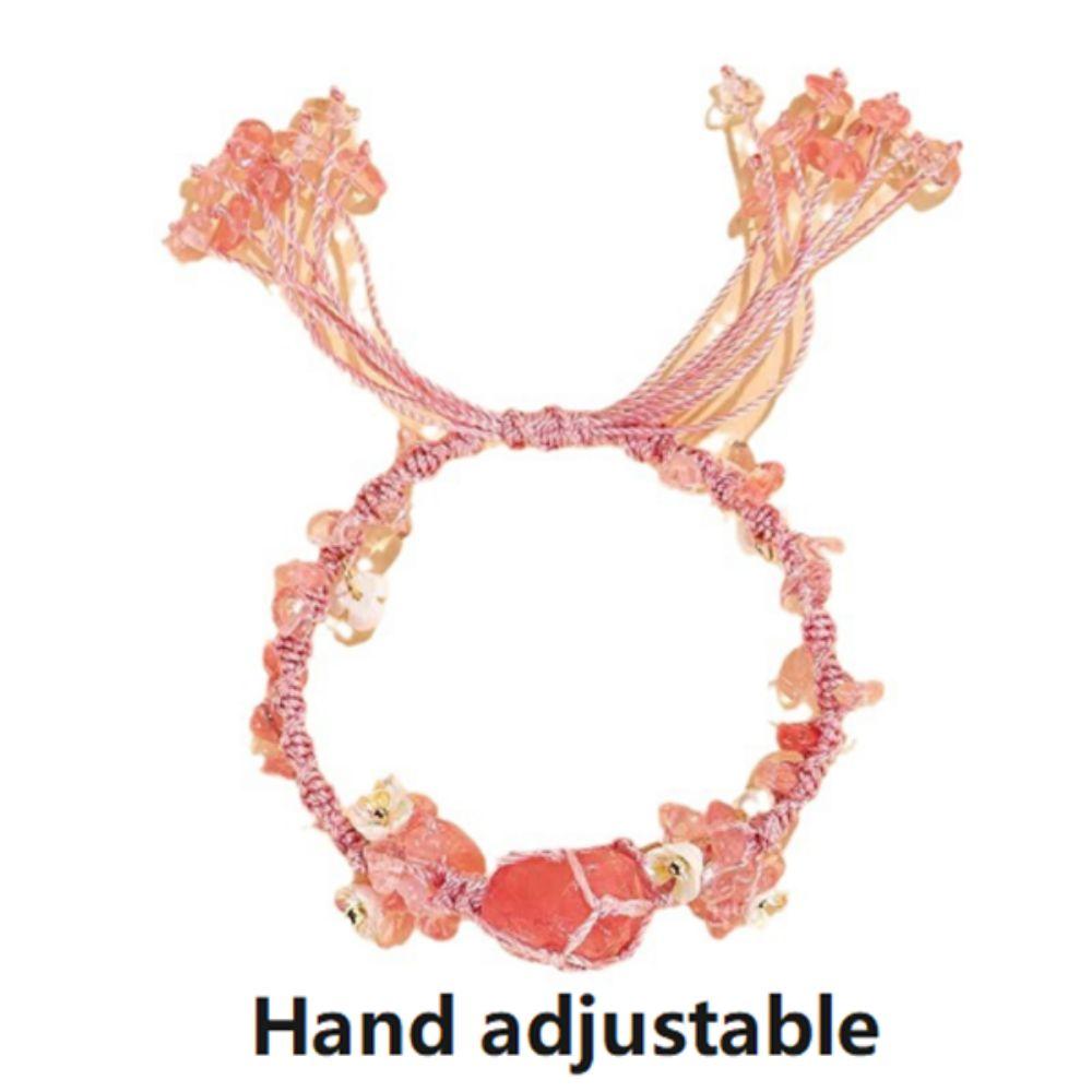 Chinese Style Natural Crystal Bangle With Butterfly Pendant Weaving Crystal Bracelets  Children