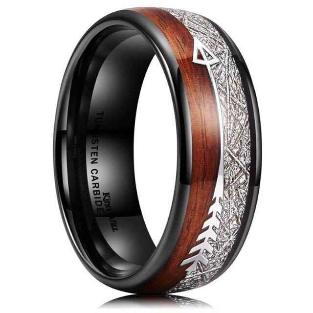 30 Styles Men Blue Grooved Black Stainless Steel Ring Koa Wood And Abalone Shell Inlay Arrow Red Meteorite Ring Men Wedding Band