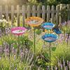 4Pcs Metal Flower Bird Baths, Garden Stake Bee Water Feeder, Outdoor Pollinators Cup, Bee Drinking Station Feeder Tray for Hummingbirds Butterflies