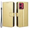 Etui Portfelowe z Klapką i Stojakiem ze Skóry PU Anti-Drop do Motorola Moto G84 5G - Złoty