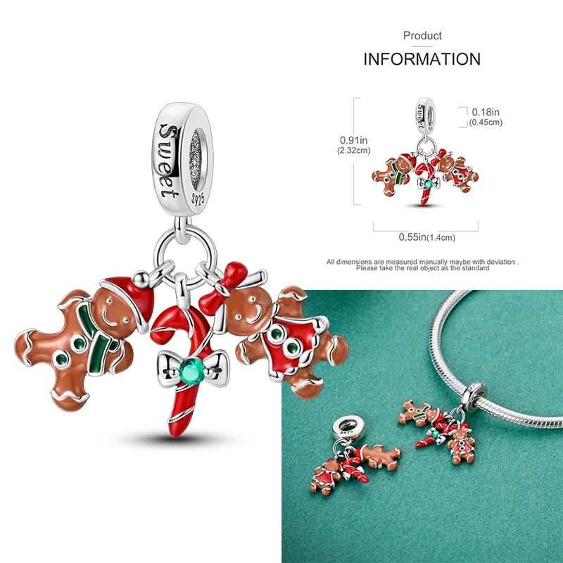 Christmas Charms Copper Elk Santa Claus Bead Snowflake Bell Snowman Charm Fit Original Bracelet Diy Jewelry