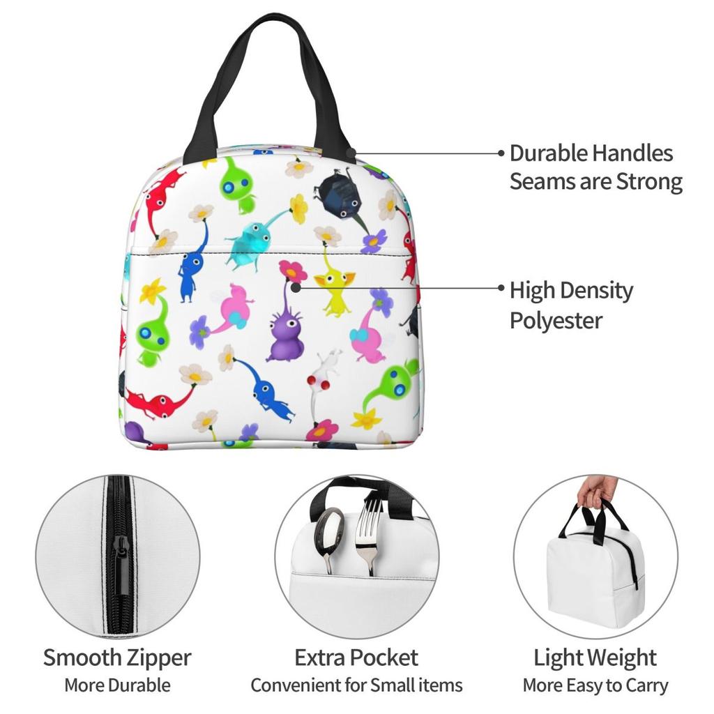 ALL Pikmin Insulated Lunch Bag Cooler Bag Meal Container Large Lunch Box Tote Food Storage Bags Work Travel