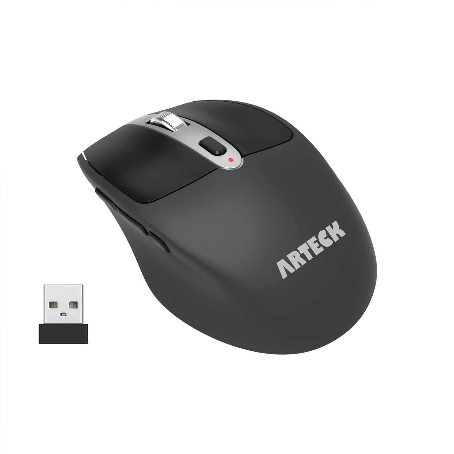 

Arteck Wireless Mouse USB Receiver Ergonomic Design Silent Click Side Button Mouse Compatible with Windows 2.4G Computer, Desktop, PC, Laptop,
