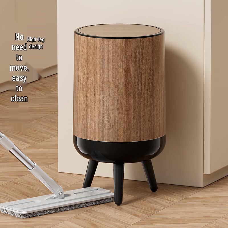 Pinhuan Bathroom High-Leg Wood Grain Trash Can