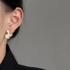 Vintage French Geometric Cloud Studs Ladies White Enamel Niche Design Minimal Grace Ear Jewelry Elegant Daily Party Delicate