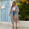 Womens Cotton Beach Cover Up Dress With Floral Print Lightweight Kimono Style Swimwear Overlay