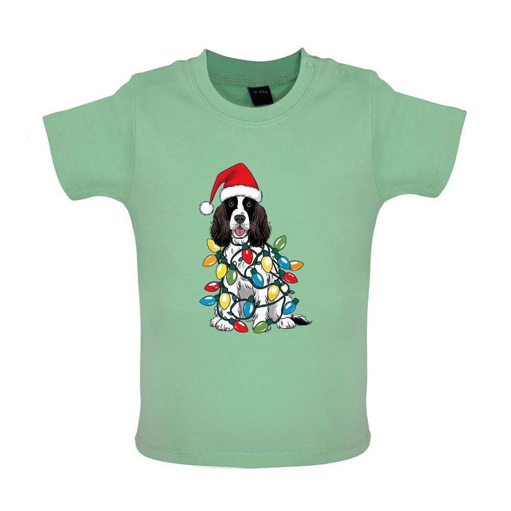 Springer Spaniel Dog Christmas - Baby Kids Boys Girls Unisex T-Shirt / Babygrow - Cute Love Dogs Pet 160