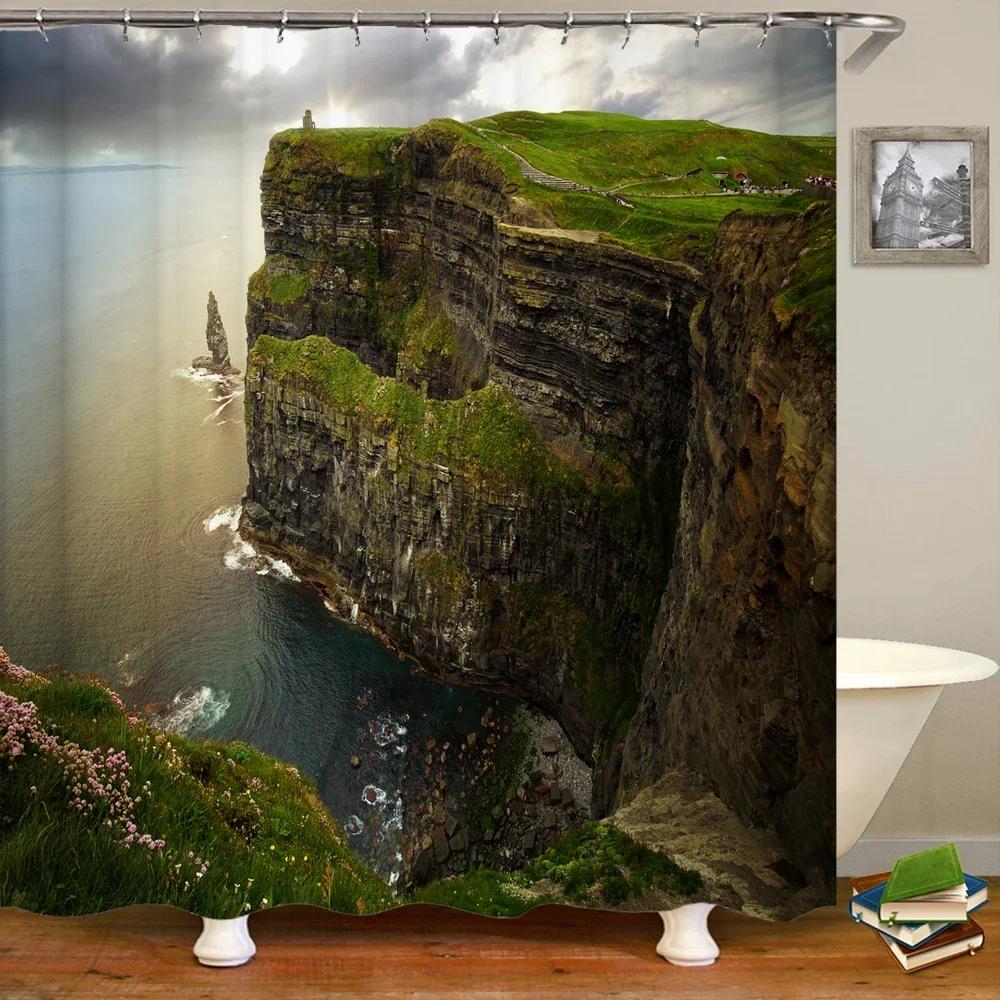 Shower Curtain Natural Forest Scenery 3D Printing Shower Curtain Polyester Waterproof Fabric Bathroom Home Decor Curtain 180x180