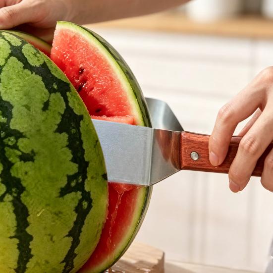 Yousheng Watermelon Cutter Stainless Steel Fruit Slicer with Ergonomic Handle Easy Push-Pull Design Melon Slicer Easy Watermelon Cutting Tool