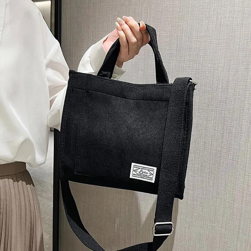 2024 Shoulder Bag For Women New Style Simple Corduroy Portable Large Capacity Bag Ins Fashion Trend Small Square Handbag