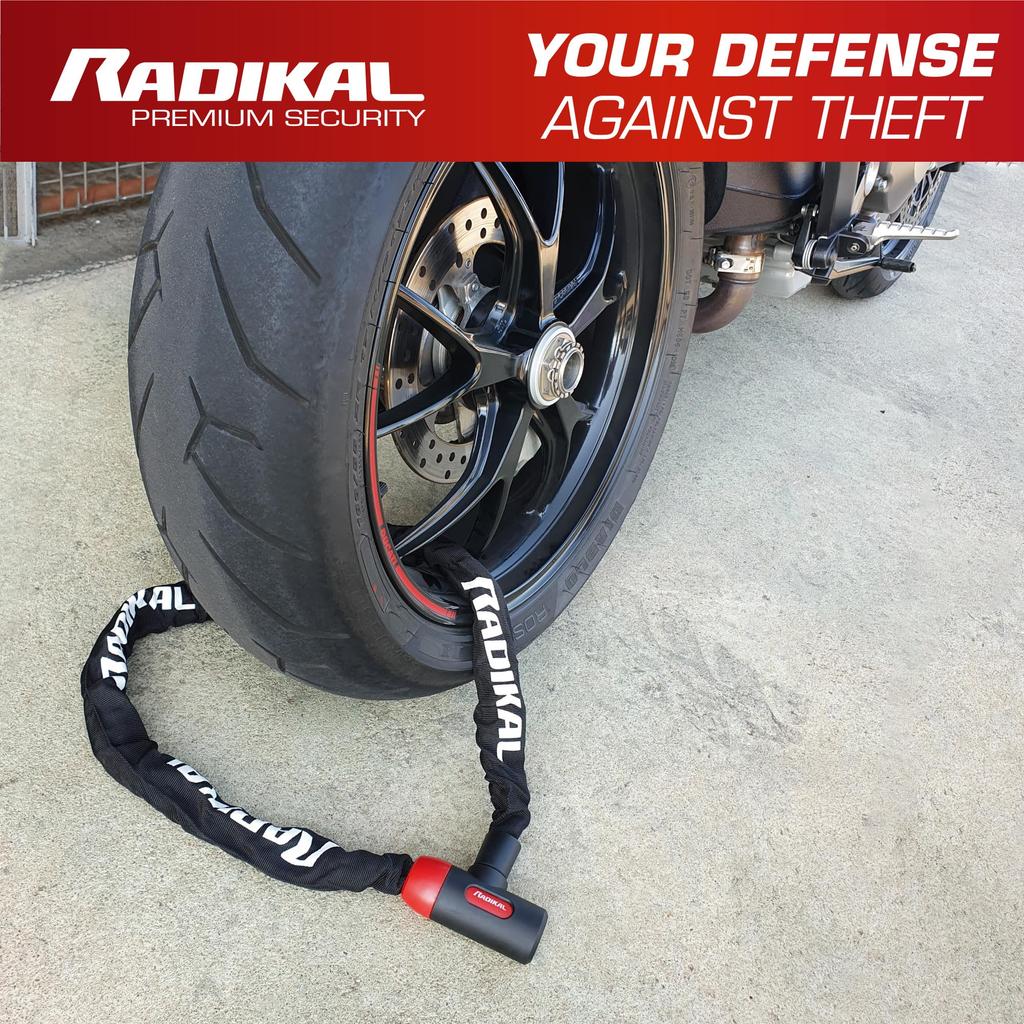 RADIKAL RKX170 Sikkerhetskjede for og 8mm Lang Flerbruks Garasjeanker Motorsykler, Scootere, Sykler, Stål, Lås, 120cm,
