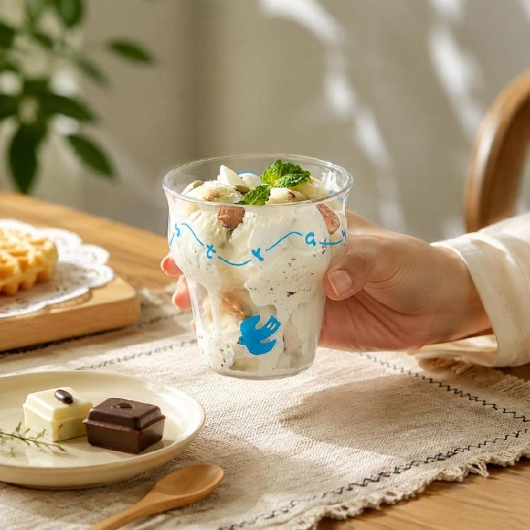 Clear Glass Dessert Dish with Round Rims for Showing Layer and Serving Ice Cream, Puddings, Fruit, Yogurt, or Salad