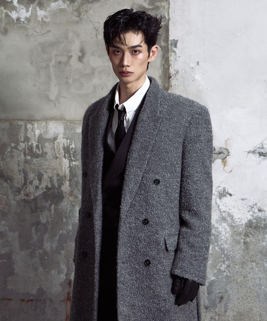 Lanarchive [0089] Boucle Double Long Coat - Grey