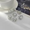 Design Wind Irregular Metal Smooth Ring, Personalized Thread Imitation Pearl Ring Set