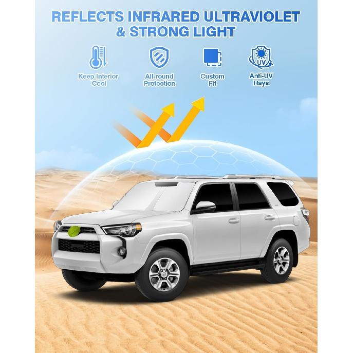 Frontrute solskjermdeksel Passer til Toyota 4Runner 2010-2023 2024 Side bakvindu Visir Full Window Visir Sett Personvern Behold kjøretøy