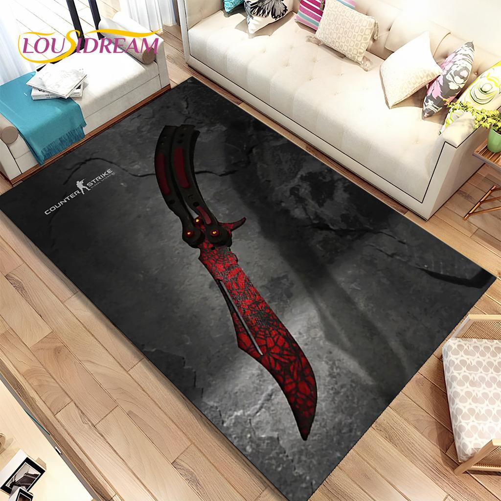 CS,knife,Swiss Knife Sword Games Area Rug,Carpet Rug for Home Living Room Children Bedroom Sofa Doormat Decor,Non-slip Floor Mat