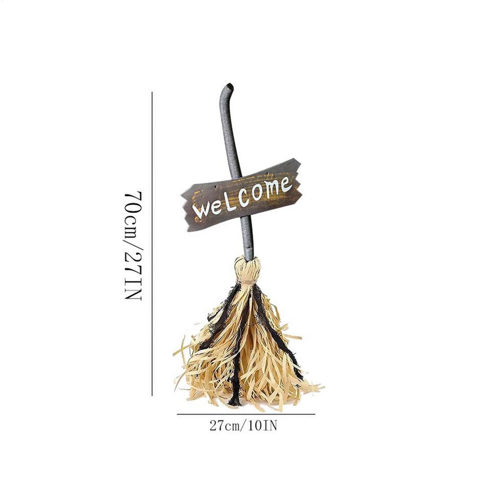 Floating Witch Broom Halloween Witch Flying Broom Lighted Realistic Walking Scene Props With Scary Laughter For Homeowners Event